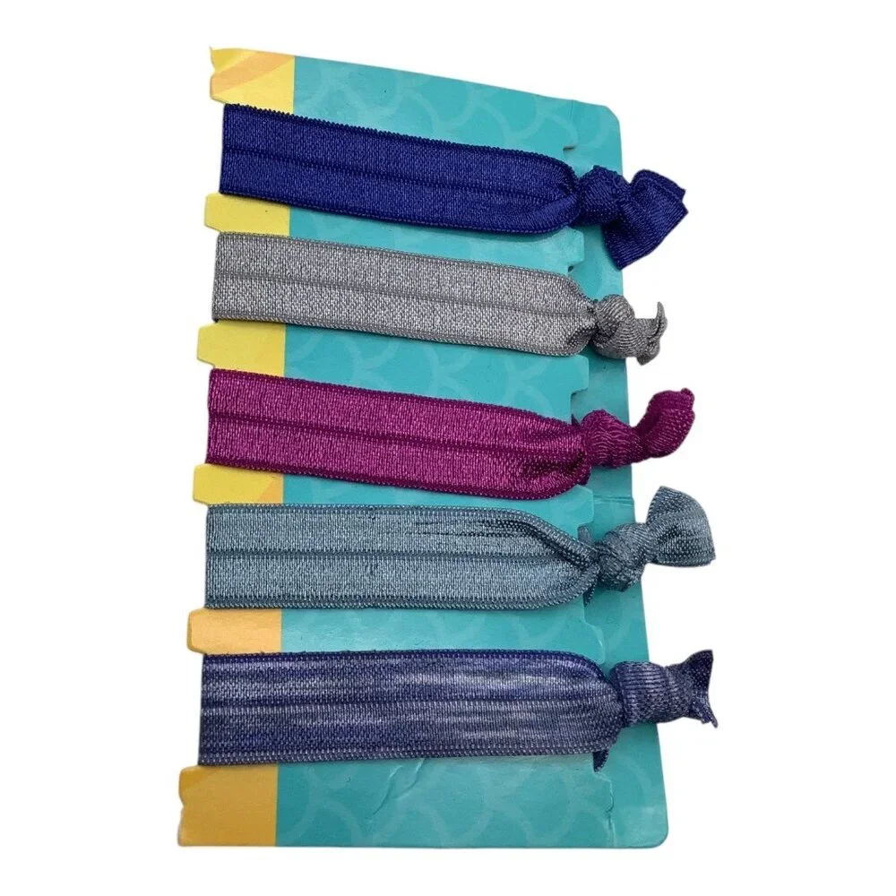 Elastic Hair Ties No-Crease Multicolor Set Of 5 Stretch‎ Knotted Ponytail Holder